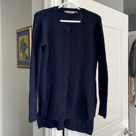 NWOT- Athleta Ribbed Merino Wool Blend Sweater Navy - Picture 2 of 6